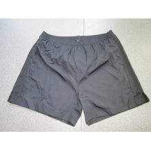 Yj-3017 Mens Black Polyester and Knit Gym Athletic Shorts Pants